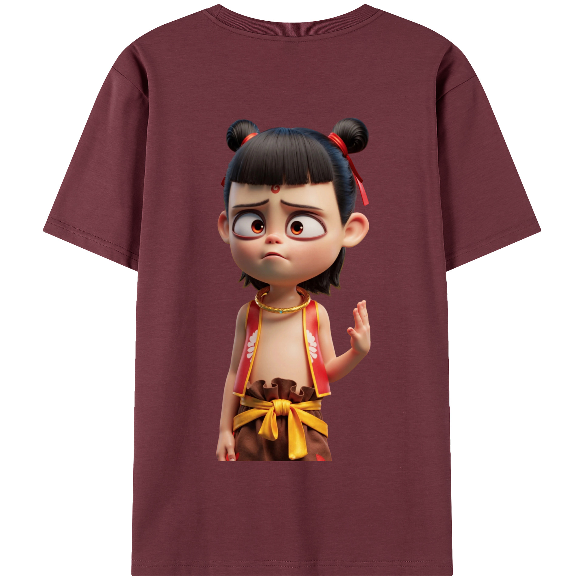 （画像用） Ne Zha 2 ナタ 魔童の大暴れ 綿100％半袖Tシャツ（背面プリント）